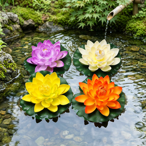 Fleurs de lotus artificielles flottantes en EVA, fausses nénuphares pour aquarium, décoration de <span class=keywords><strong>bassin</strong></span>, centre de table de mariage, ornement de jardin et aménagement paysager - Product Image 1