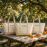 Sac fourre-tout en toile personnalisé avec monogramme brodé, couleur unie - Style preppy bateau et plage, sac de voyage hiver/printemps/été