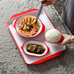 Bandeja de Servir de Melamina Rectangular Roja, Blanca, Verde Oscuro, Blanca, Color Sólido, para Uso en Hoteles y Restaurantes - Product Image 2