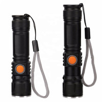 Mini lampe torche LED zoomable en aluminium avec interrupteur latéral et boucle de porte-clés pour EDC, camping et randonnée