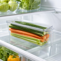 Boîte de rangement alimentaire moderne en plastique sans BPA, empilable, avec couvercle et poignée, organisateur de boissons pour réfrigérateur, design multifonctionnel