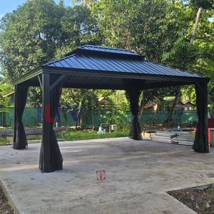 <span class=keywords><strong>Gazebo</strong></span> de jardin en aluminium pour balcon et cour, résistant à la pluie, avec toit en métal thermolaqué 3x3 - Product Image 1