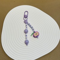 Schattige cartoon appel kralen sleutelhanger, kleurrijke kralen tasbedel, Kawaii fruit hanger sleutelring voor meisjes rugzak decoratie