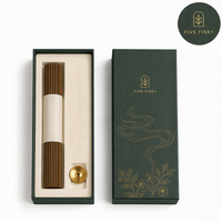 Boîte cadeau de luxe en carton rigide pour bâtonnets d'encens avec logo doré, ensemble d'encens noir avec plateau en pulpe moulée par pressage à froid
