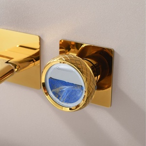 Household <b>Copper</b> Ceramic American Style Wall-Mounted Mirror Digital Display Makeup Mirror Basin Concealed Hot Cold B026 Digital - Product Image 4