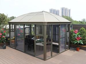 300*400cm Steel <strong>Roof</strong> Winter Garden Sunroom with Sliding <strong>Doors</strong> Modern Design Slant <strong>Roof</strong> - Product Image 5