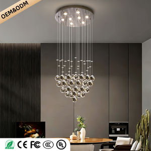 Lustre de Cristal Luxuoso LED para Escadaria de Villa, <span class=keywords><strong>Chandelier</strong></span> Longo Suspenso em Aço Inoxidável para Sala de Estar Duplex - Product Image 2