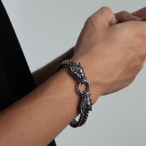 Bracciale Vintage <span class=keywords><strong>mitologia</strong></span> norrena Odin'S Wolf da uomo Nordic Freya bracciale da polso a catena in acciaio antico da uomo - Product Image 5