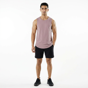 Men's Breathable Knitted Polyester/Cotton V-<b>Neck</b> Tank Top for Gym Workout Running & Outdoor Activities-High Street Style - Product Image 1