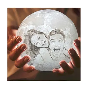 8cm 15CM 20cm moon lamp Photo/Text Custom 3D Printing Moon Lamp Night Light Customized Personalized Lunar USB Rechargeable Lamp