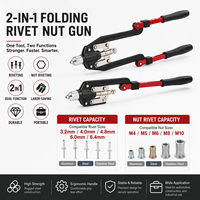Kit de Pistola Remachadora Manual Plegable de Doble Propósito con Brazo Largo - Fijación Metálica de Alta Resistencia para Proyectos de Bricolaje y Taller