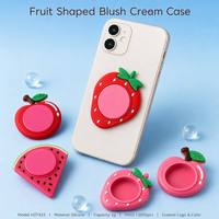 ISMAN Custom siliconen fruitvormige lege lippenbalsem telefoon achterkant sticker watermeloen aardbei appel houder blush crème schattige hoesje