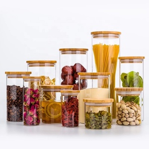 Factory direct glass jar for food storage high borosilicate glass storage jar with wooden lid