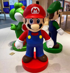 Venta al por mayor al aire libre dibujos animados trabajador personaje tamaño real fibra de vidrio superhéroe Mario estatua colorida hecha a mano - Product Image 5