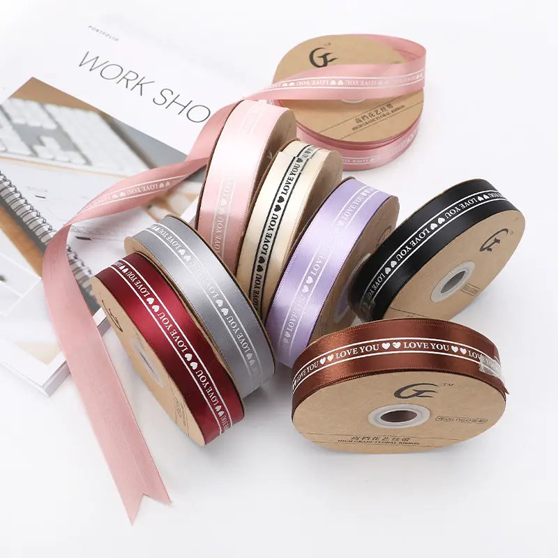2.5 cm Printed Ribbon gift box ribbon customized Decoration Valentine's Day packaging webbing