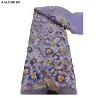 Mode Sequin Perlé Fleur Broderie Dentelle Tissu Floral Lourd Perlé Dentelle Tissu pour Vêtement