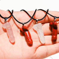 Pierre Naturelle Mini Pénis Collier Quartz Cristal Guérison Artisanat Dick Collier Testicule Organe Spirituel Pendentif Collier Bijoux