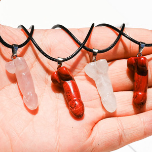 Pierre Naturelle Mini Pénis Collier Quartz Cristal Guérison Artisanat Dick Collier Testicule Organe Spirituel Pendentif Collier Bijoux - Product Image 6