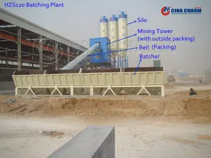 Ultra Cost Effective HZS120 Concrete Batch Plant Baching Plant Concrete Batching Concrete Batch Mix Plant Cement Silo Calculator