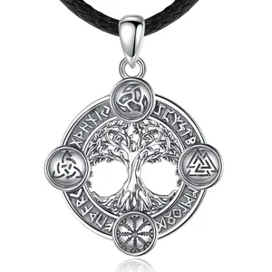 Güzel takı popüler erkek kolye kolye orijinal tasarım Viking ağacı hayat adam için 925 ayar gümüş kolyeler