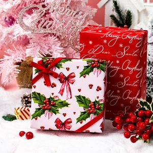 Reversible Christmas <b>Wrapping</b> <b>Paper</b> Roll Pink Holly Berry Bow 46.8 Square Feet Gift Craft Use Recyclable - Product Image 6