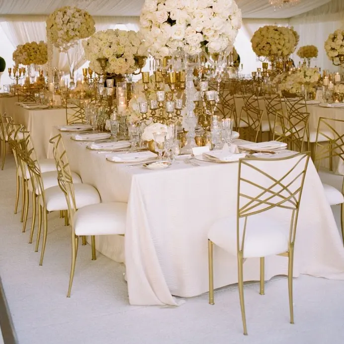 Wholesale gold chameleon fanfare wedding event chairs with removable seat cushion