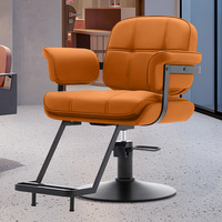 Chaise de coiffeur en cuir PU, 5 couleurs au choix, pompe hydraulique anti-explosion, base ronde chromée, mobilier de salon de coiffure