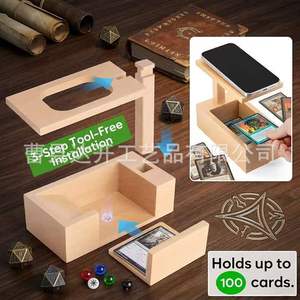 Soporte de Escaneo de Tarjetas de Madera, Soporte de Escritorio de Madera Sólida para Tarjetas y Teléfono, Capacidad para 100 - Product Image 1