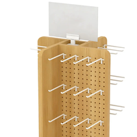Présentoir rotatif en bois à 4 faces avec crochets métalliques pour accessoires de porte-clés et marchandises en magasin