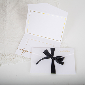 Custom Golden Foil logo Color carta Glassine buste contanti buste con nastro biglietto di ringraziamento con busta - Product Image 6