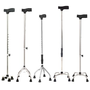 Adjustable Stainless Steel Four Legged <b>Walking</b> <b>Stick</b> For Elderly With Rubber Tips Height Adjustable Cane Support - Product Image 1