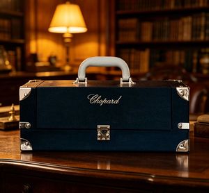 Chopard <b>Blue</b> Rigid Jewelry Box With Handle Hot Stamping Logo <b>Suitcase</b> Shape - Product Image 1