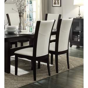 DB Modern Contemporary Set of 2 Dining Side <b>Chairs</b> <b>White</b> Faux Leather Upholstered with Espresso Finish Hardwood Solid - Product Image 4