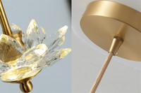Lámpara colgante de metal para decoración del hogar, lámpara colgante redonda de techo interior, candelabro de cristal K9 de lujo de oro moderno para sala de estar
