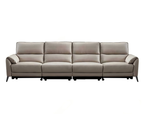 Sofá Eléctrico Reclinable con Estructura de Madera de Pino Importada, Sofá de Cuero Genuino Ecológico de Estilo Minimalista Italiano - Product Image 1