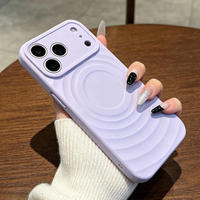 Coque de protection antichoc en silicone liquide avec grande fenêtre pour appareil photo, motif vague ondulée, magnétique, pour iPhone 18 17 16 15 Pro Max