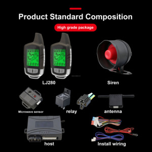 Alarma de coche con control remoto de 2 vías con sistema de seguridad de 12V de entrada sin llave de arranque/parada de encendido Push-Start para coches - Product Image 5