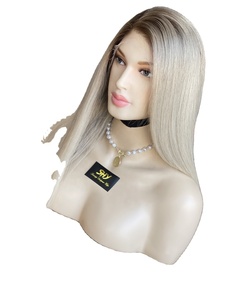 วิกผมมนุษย์แบบไม่มีกาวสำหรับผู้หญิงผิวขาววิกผมตรงเถ้ากระดูกพรากจากกัน - Product Image 5