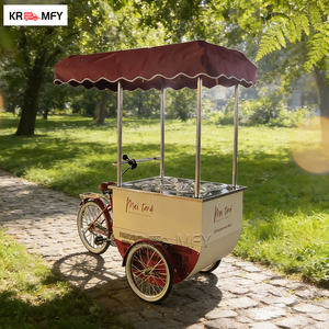 Carrito de Venta de Helados y Comida Remolcable para Bicicleta de Carga, con Construcción Metálica Resistente a la Oxidación para Uso en Exteriores - Product Image 3