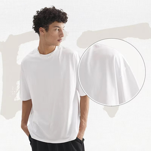 T-shirt pour homme 100% coton, col rond ample, couleur unie, décontracté, manches courtes, coupe décontractée, basique pour tous les jours - Product Image 3