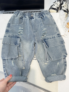 Nouvelle Collection Printemps 2026 : Jean Cargo Tendance et Stylé pour Enfants, Délavé et <span class=keywords><strong>Déchiré</strong></span>, Coupe Ample pour Petits Garçons - Product Image 6