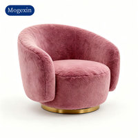 Fauteuils Swan uniques en velours rose capitonné modernes, meubles haut de gamme sur mesure, chambre à coucher, salon, détente