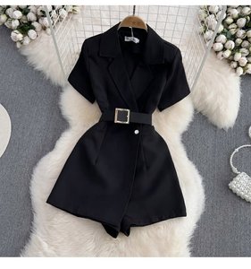 Combinaison noire pour femme - Combinaison courte formelle à manches courtes - Vêtements pour femme - Mode - Product Image 4