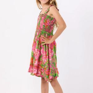 Robe hawaïenne en vente chaude, robe polynésienne de haute qualité, robe midi en lin smockée personnalisée pour enfants - Product Image 5