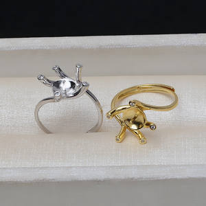 Anneau ouvert à cinq griffes en argent S925, DIY, pour femmes, plateau vide pour perle de 9-10 mm, style européen et américain, accessoires de bijoux simples - Product Image 4