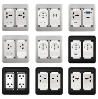 Boîte de prise de courant au sol escamotable, noire mate, avec revêtement en poudre, étanche, avec 4 prises électriques, module RJ45 USB C, UK EU US