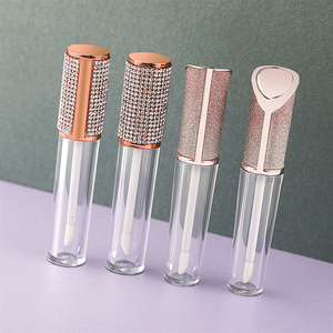 Tubos de brillo de labios de <span class=keywords><strong>unicornio</strong></span>, brillo de labios líquido, tubo/contenedor ostentoso de lujo, 5ml, oro rosa inclinado - Product Image 4