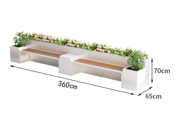 Ensemble bac à fleurs et banc 360*65*70