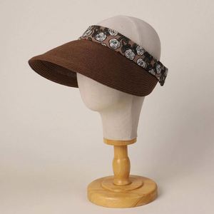 Chapeau de soleil en paille à large bord pour femme, pliable, avec ruban imprimé floral, idéal pour la plage et les activités de plein air – Collection Printemps-Été - Product Image 3