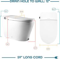 Série 6000 – Toilette intelligente japonaise avec bidet intégré, ouverture/fermeture mains libres, eau chaude instantanée, séchoir à siège inclus, fixation au sol